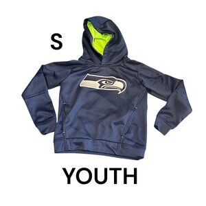 NFL Team Apparel Seattle Seahawks Youth Hoodie Size Small Green Hood 2 Pockets